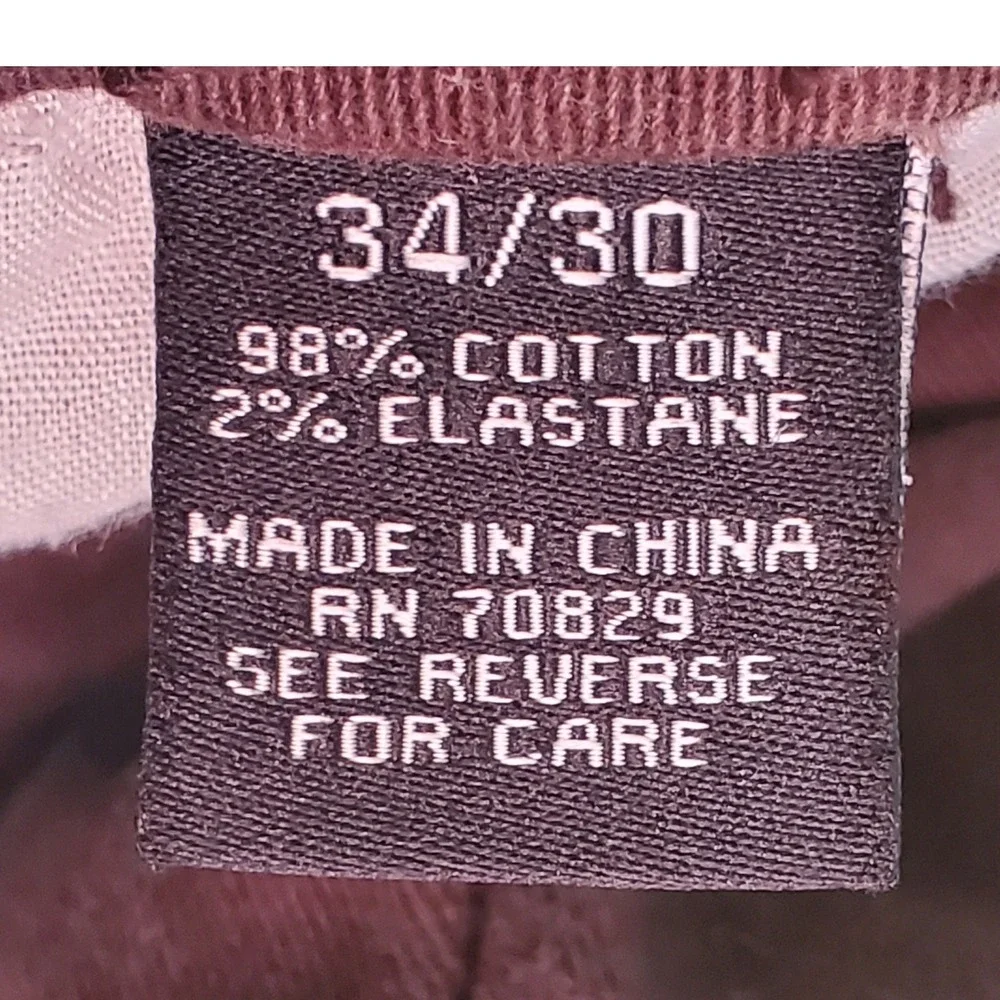 Carbon Mens Freedom Flex Slim Fit Chino Pants Brown 34x30 Cotton Stretch